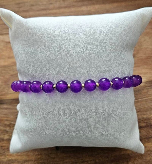 Bracelet perles 6mm violet – bijou élégant et raffiné Maïperles