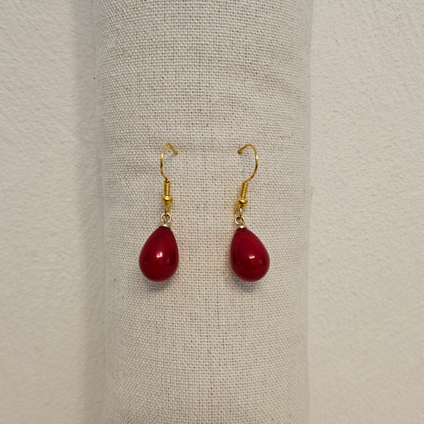 Boucles d'oreilles gouttes rouge