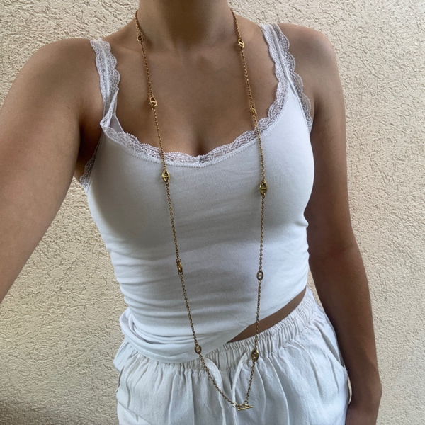 Collier chaîne longue dorée