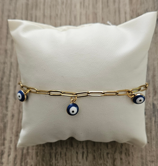 Bracelet œil bleu doré – Porte-bonheur