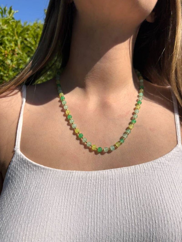 Collier 2 en 1 vert – transformable en bracelet – perles fantaisie été