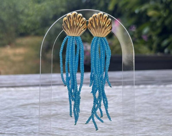 🩵 Boucles d'oreilles Sirène Azur