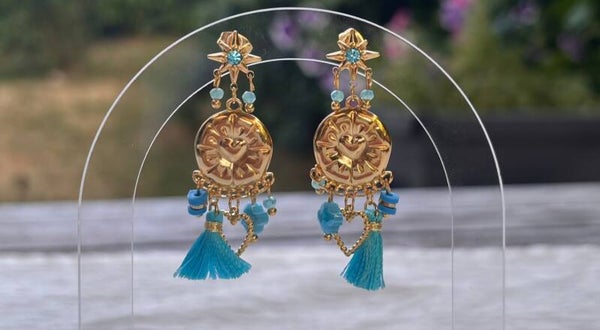 💙 Boucles d'oreilles Cœur Océan