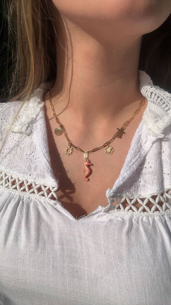 Collier esprit mer 🌊 – hippocampe doré