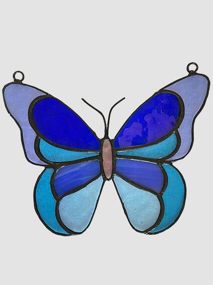Tiffany glaskunst te koop: Vlinder blauw
