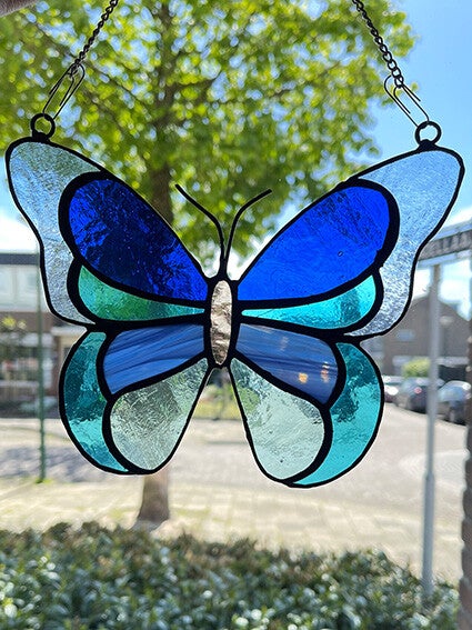 Tiffany glaskunst vlinder blauw