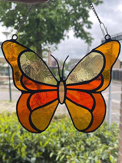 Tiffany glaskunst te koop: Vlinder oranje