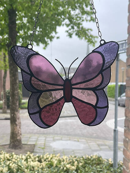 Tiffany glaskunst te koop: Vlinder paars