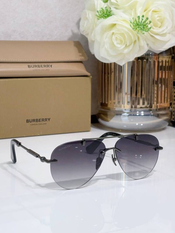 Burberry BE3151 Zonnebril – Luxe Randloos Aviator Design 62□12-142 – Goud, Zilver & Gradient Lenzen