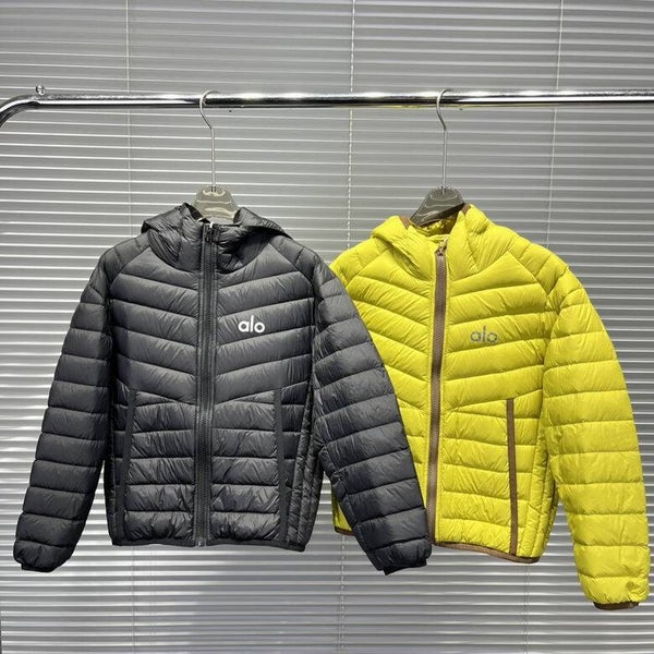 Alo Yoga Kinder Puffer Jack - Zwart & Geel - Maat 120-170 | Lichtgewicht Activewear Jas met Capuchon