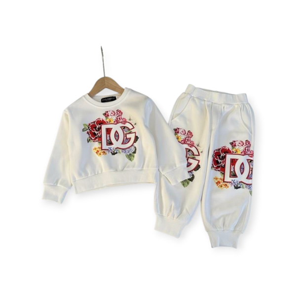 DG Kinderkleding Set met Bloemenprint – Sweatshirt & Joggingbroek – Maat 100-150