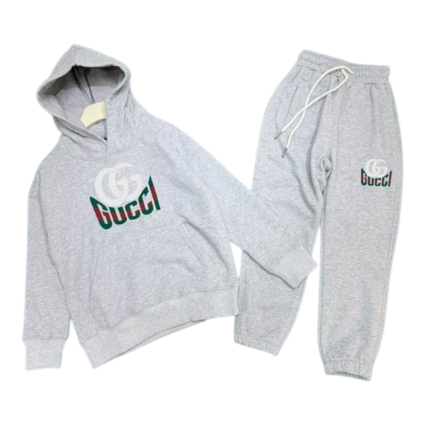 Gucci Kinder Tracksuit Set Grijs – Maat 110-160 | Luxe Hoodie & Joggingbroek