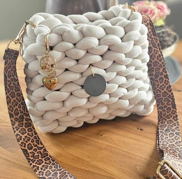 Ministricktasche Baumwolloptik bone