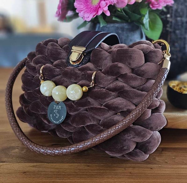Luxus Stricktasche in braun