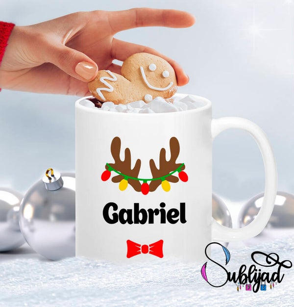 Mug Tasse Renne Noël personnalisé avec le prénom de votre choix  Idée Cadeau