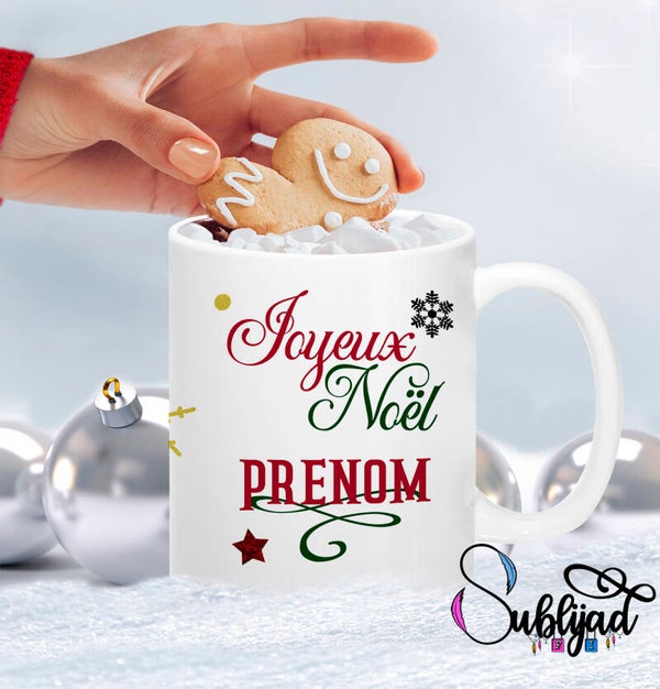Mug Tasse Joyeux Noël personnalisé avec le prénom de votre choix  Idée Cadeau