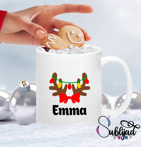 Mug Tasse Renne Noël personnalisé avec le prénom de votre choix  Idée Cadeau