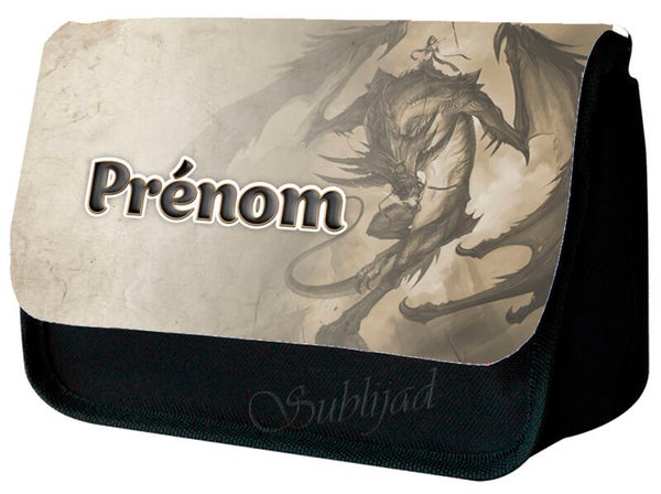 TROUSSE A CRAYONS Dragon Personnalisable avec le prénom de votre choix