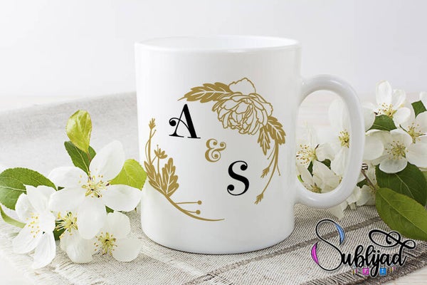 Mug Tasse personnalisée avec  les initiales de votre choix. Cadeau mariage fiançailles anniversaire Saint-Valentin ….