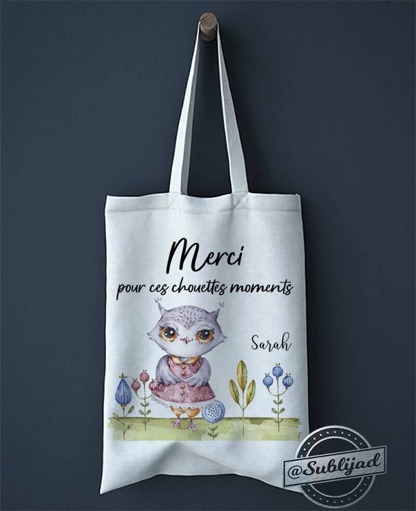 SAC TOTE BAG maîtresse Atsem Nouou personnalisé avec le prénom de votre choix idée cadeau fin d'année