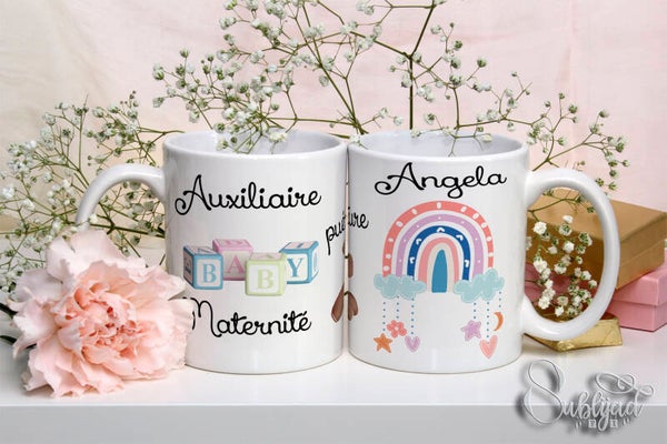 Mug Tasse Personnalisé Avec le prénom de Votre Choix Auxiliaire puériculture
