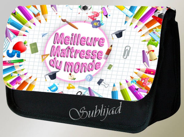 TROUSSE A CRAYONS Meilleur Maîtresse du monde idée Cadeau fin d'année scolaire