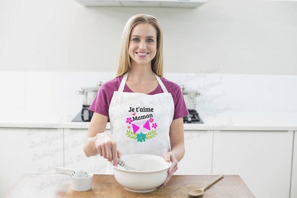 TABLIER DE CUISINE Je t'aime maman idée cadeau original Fête des Mères