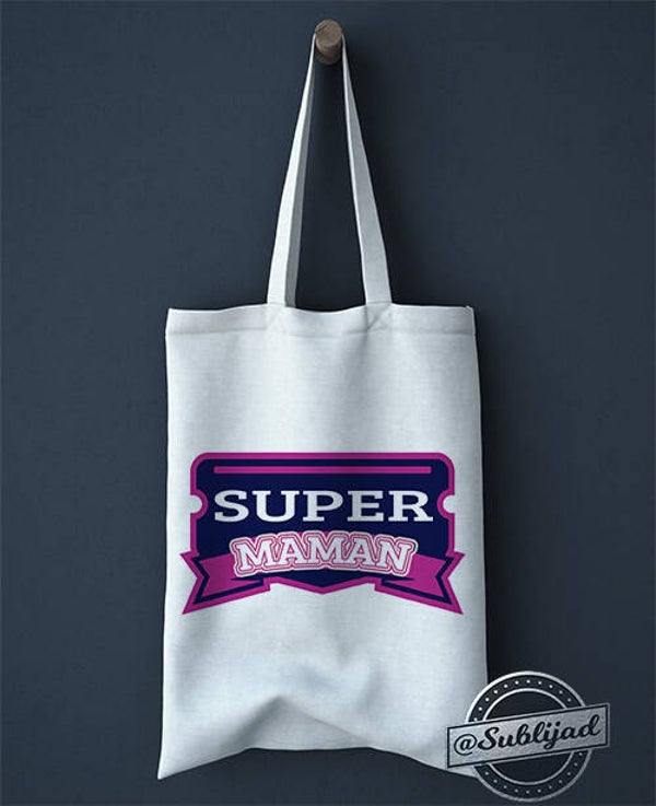 SAC TOTE BAG Super maman idée cadeau original Fête des Mères