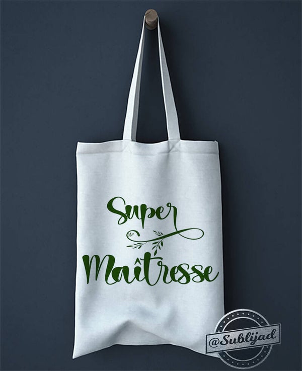 SAC TOTE BAG Super maîtresse idée Cadeau fin d'année scolaire