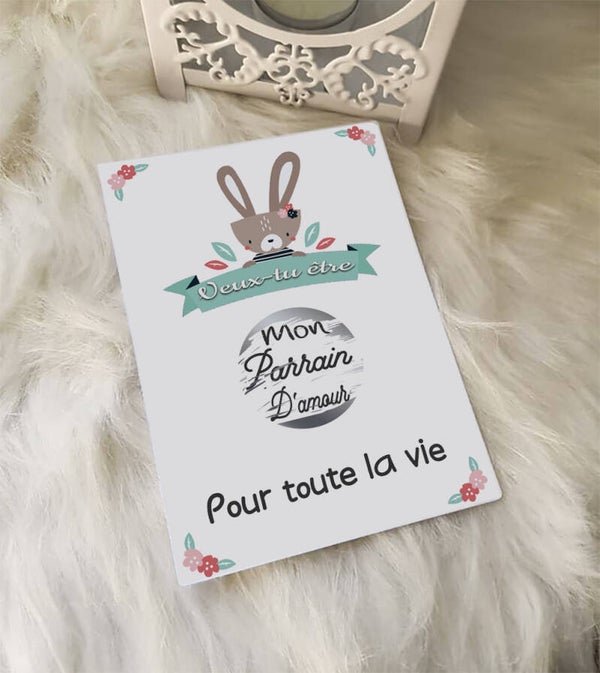 Carte à gratter annonce nouvelle évènement originale " Mon Parrain d'amour "