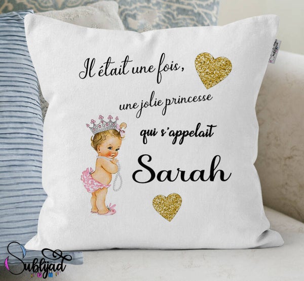 Coussin Princesse Personnalisable avec le prénom de votre choix