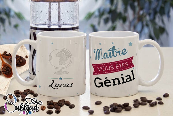 TASSE Mug Maître vous êtes génial personnalisé avec le prénom de votre choix idée cadeau fin d'année