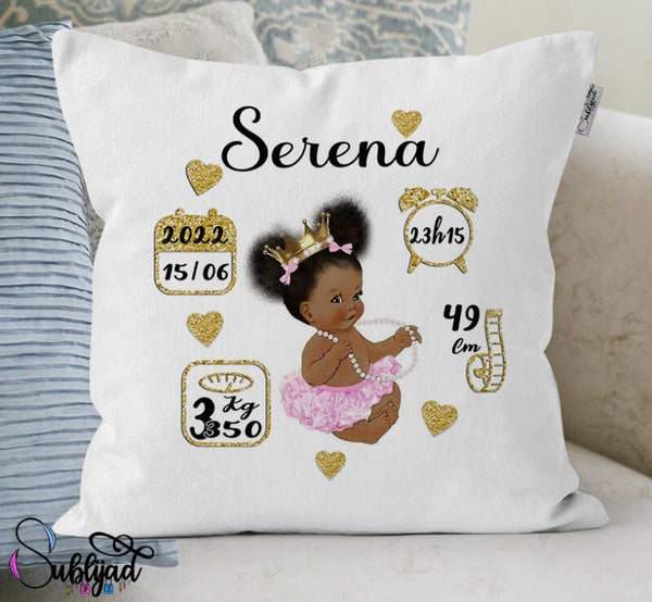 Coussin Naissance Personnalisable avec Prénom Date Heure Poids et Taille cadeau souvenir