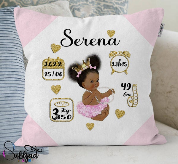Coussin Naissance Personnalisable avec Prénom Date Heure Poids et Taille cadeau souvenir
