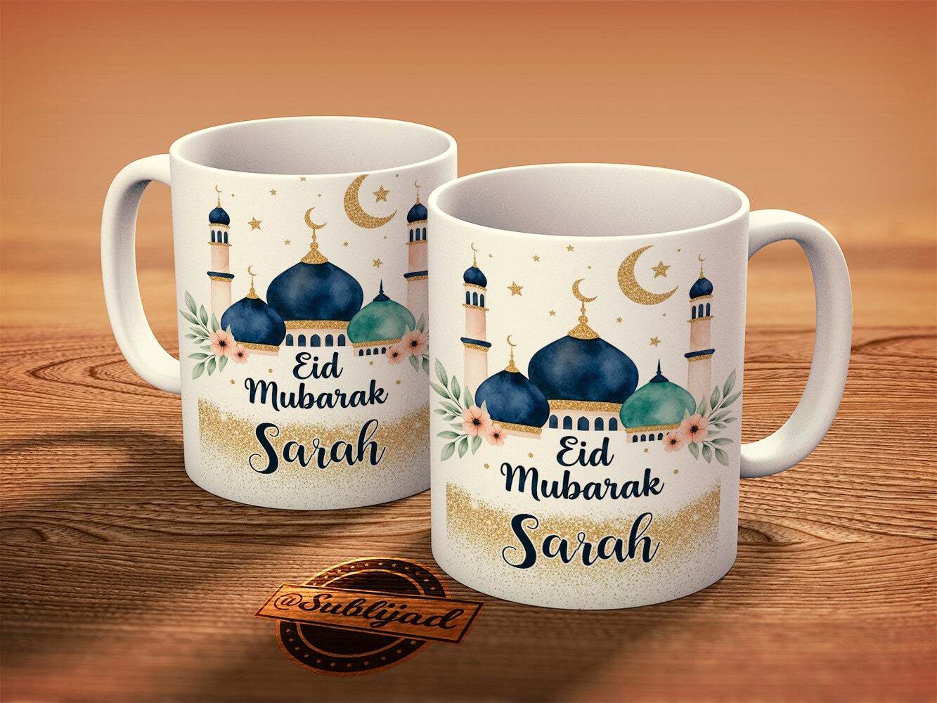 Mug Tasse Mug Eid mubarak personnalisé avec le prénom de Votre choix