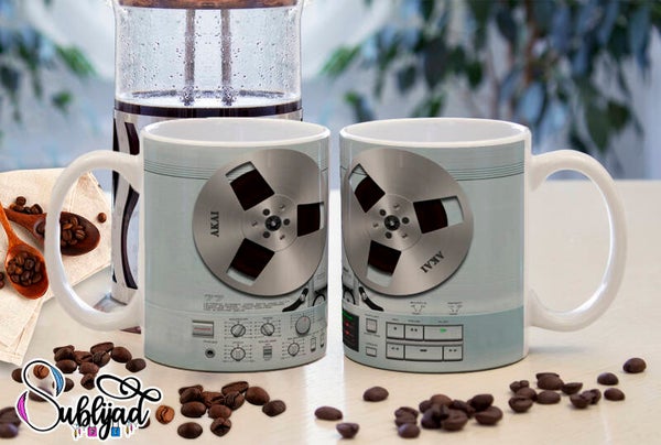 TASSE Mug design radio vintage - Cassette rétro et boutons de contrôle