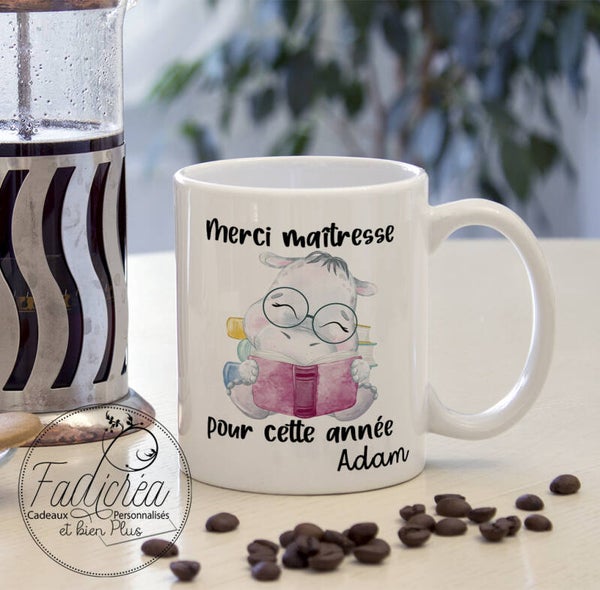 TASSE Mug Merci maîtresse personnalisé avec le prénom de votre choix idée cadeau fin d'année