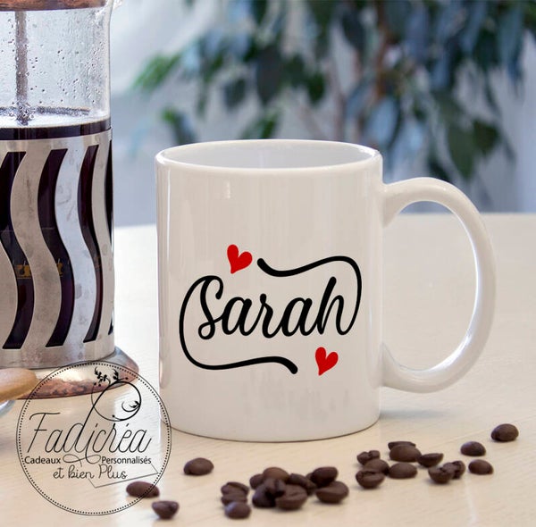 Mug Tasse Personnalisable Avec le Prénom de Votre Choix coeur