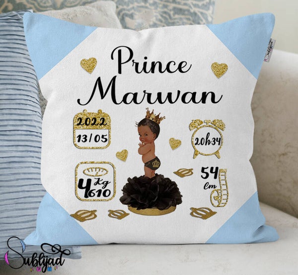 Coussin Naissance Personnalisable avec Prénom Date Heure Poids et Taille cadeau souvenir