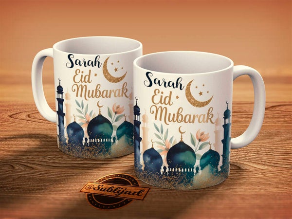 Mug Tasse Mug Eid mubarak personnalisé avec le prénom de Votre choix