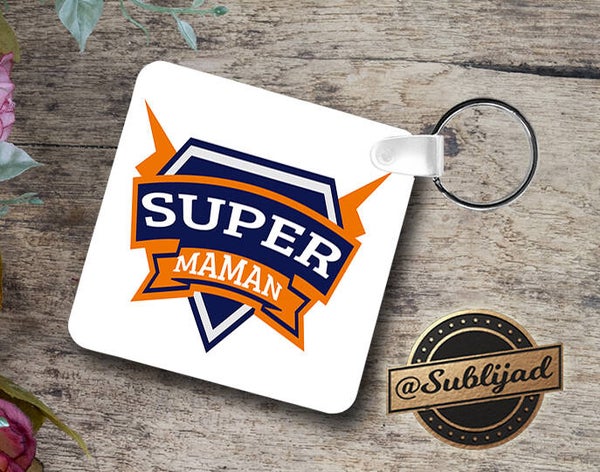 PORTE clé clés clef Sac RECTO VERSO Super Maman