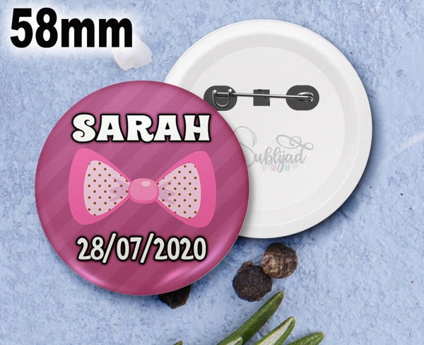 Badge rond Cadeau Anniversaire personnalisable avec Pénom et Date