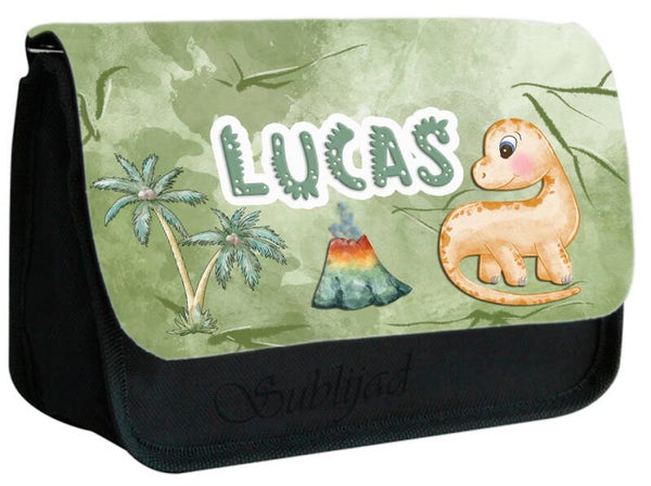 TROUSSE A CRAYONS Dinosaure Personnalisable avec le prénom de votre choix