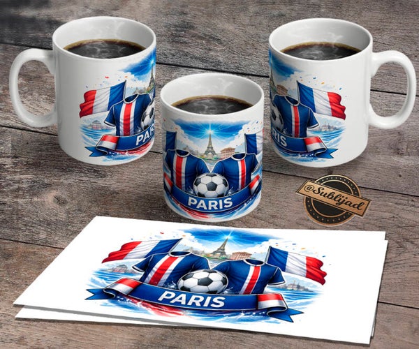 Mug Personnalisé Paris – Le Cadeau Idéal pour les Passionnés de Football 🇫🇷⚽