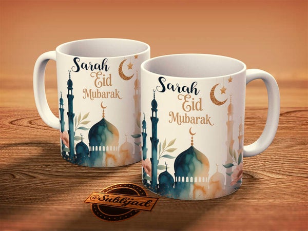 Mug Tasse Mug Eid mubarak personnalisé avec le prénom de Votre choix