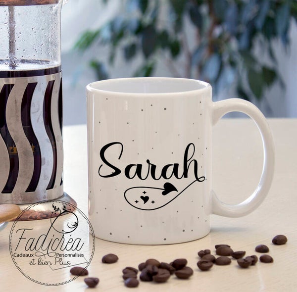 Mug Tasse Personnalisable Avec le Prénom de Votre Choix coeur