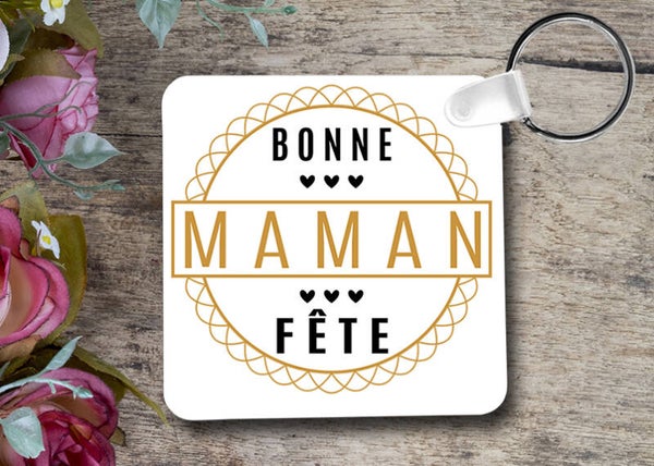 PORTE clé clés clef Sac RECTO VERSO Bonne Fête Maman