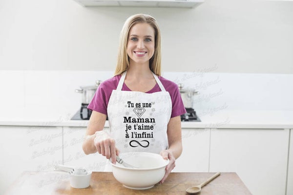 TABLIER DE CUISINE Tu es une super maman je t'aime a l'infini idée cadeau