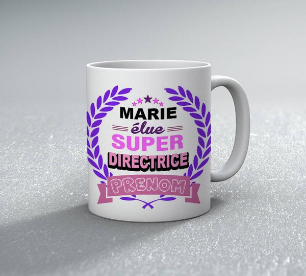 TASSE Mug Elue super Directrice Personnalisé avec le prénom de votre choix