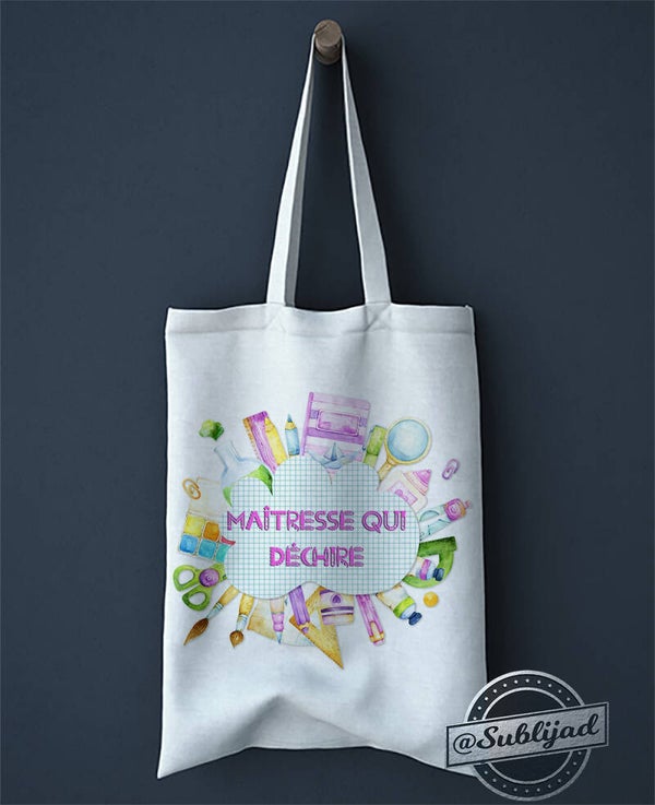 SAC TOTE BAG maîtresse qui déchire  idée cadeau fin d'année